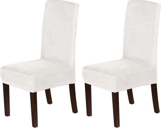 2 Stuks Waterdichte Stoelhoezen - Eetkamerstoel hoes - Stretch Materiaal - Universele Stoelhoezen -grijswit