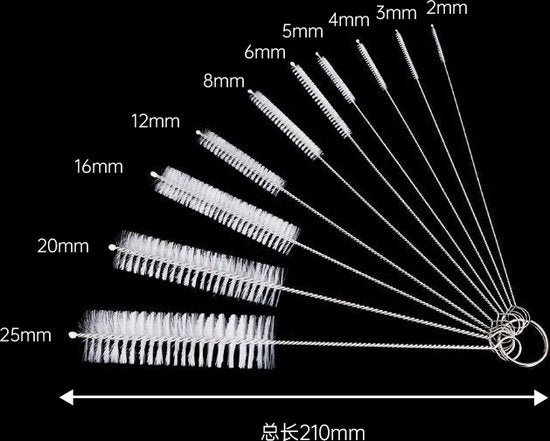 10-Delige Schoonmaakborstels - Buizenreiniger Set Wit
