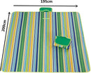 Picknickkleed / Strandkleed - 195x200 cm - voor 4 tot 6 personen - Opvouwbaar als handige tas - Zandbestendig & waterdicht & zandvrij - voor strand, park, kamperen, wandelen, familieconcerten, picknicken, etc. - grasgroen strip