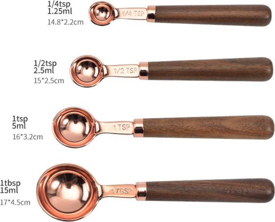 8 delig Maatbeker Set - Maatlepel Set - Complete Maatschep Set - Maatcups-koper
