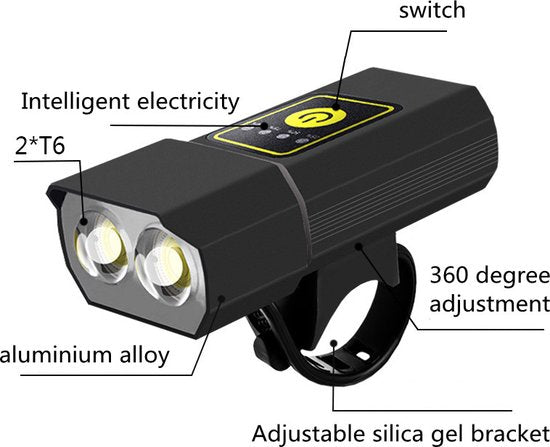 Xtraworks- Waterdichte Fietsverlichting set- USB Oplaadbaar-voor en achter-zwart