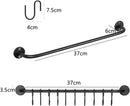 2 STUKS Multifunctioneel IJzeren Kledingstang voor aan de Muur- Garderobe Stang - met 10 Haken voor Optimale Organisatie-38CM