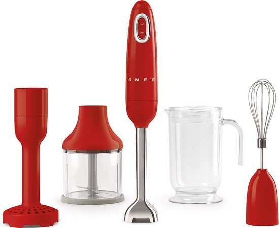 SMEG HBF22RDEU - Staafmixer - Rood - 700W - Met accessoires