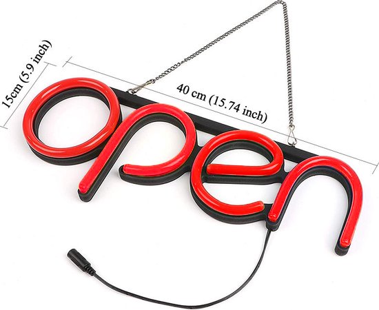 Neon LED Open Bord Rood - Licht Reclame Hanglamp
