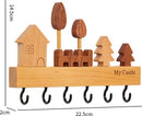 Houten Sleutelhanger – Uniek Design met 6 Metalen Haken – Compact en Decoratief-22.5x2x14.5cm