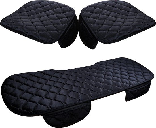 3delige Autostoelhoes- Beschermende Auto Accessoires - Zacht en Knus - Antislip Onderkant - Hoogwaardig Materiaal-zwart