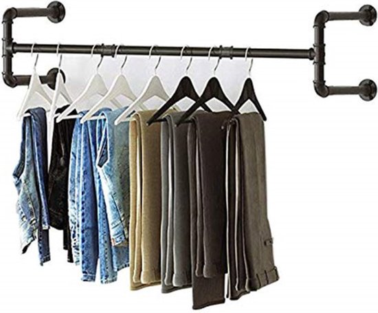 Muurbevestigde Kledingstang - 80cm - Draagvermogen 35kg - Zw