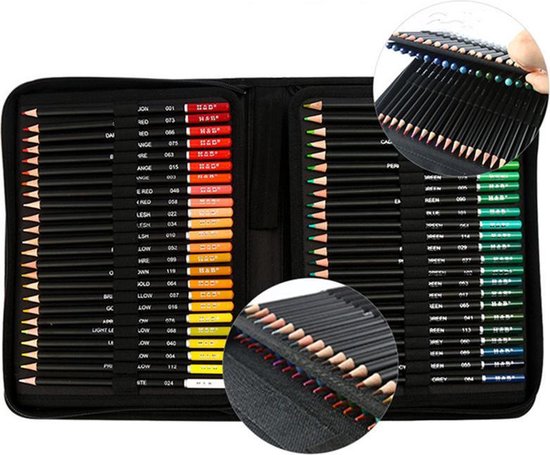 145-delige Tekenset: Grafiet, Houtskool, Olie, Draagtas