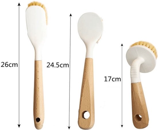 3-delige Multifunctionele Keukenborstels - Duurzaam en Milie