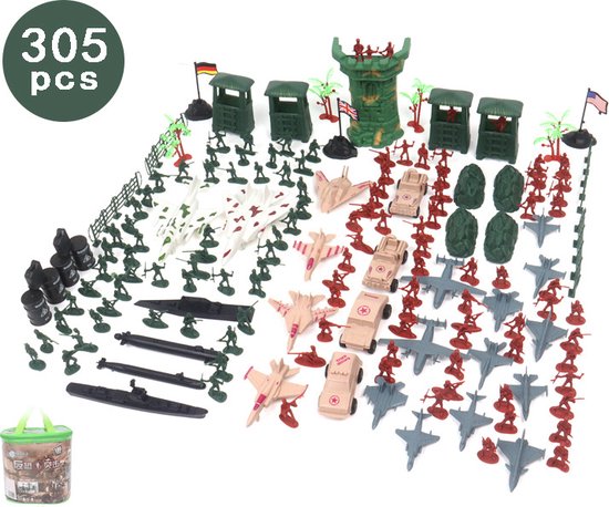 Merkloos 305-delige militair speelgoedset