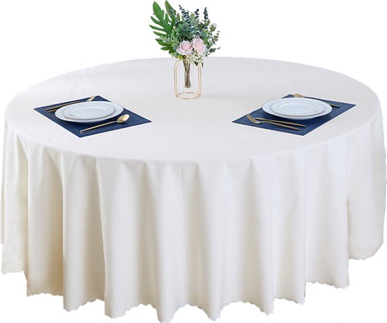 Waterdicht vlekbestendig tafelkleed rond 160 cm - Champagne
