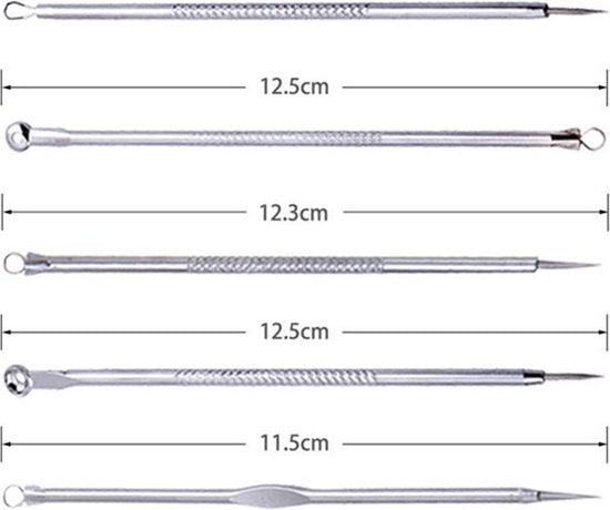Roestvrijstalen comedonenverwijderingsset - 9 stuks