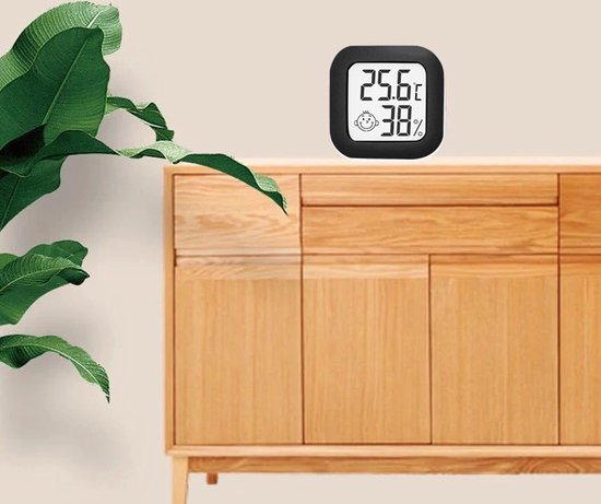 2-in-1 Mini Digitale Hygrometer en Weerstation - Temperatuur- en Luchtvochtigheidsmeter- zwart