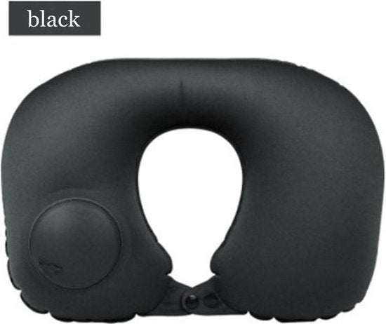 U-vormig Nekkussen - Zelfopblaasbaar Reiskussen - Zwart