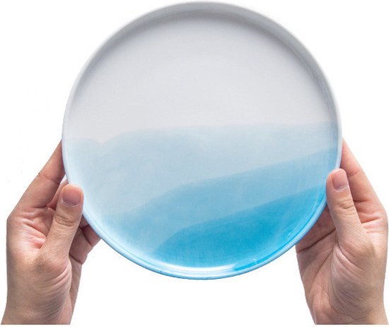 4 stuks porselein - uniek handgeverfde bord - ⌀ 25.4CM