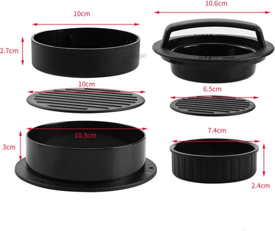 TDR Hamburgerpers 3-in-1 met 100 waxpapiertjes