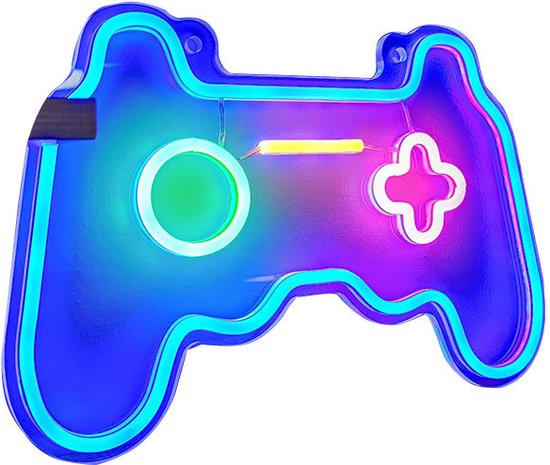 LED Neon Wandlamp Gamecontroller USB Dimbaar 38x25 cm