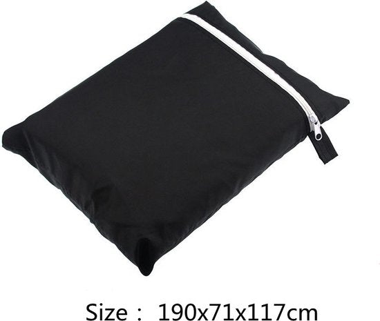 Bescherm je barbecue in stijl met de Waterdichte BBQ Beschermhoes inclusief Opbergtas - 71x190x117cm - Zwart