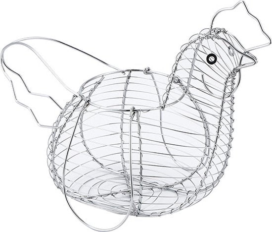 Luxe Kippen-Eiermand van Hoogwaardig IJzer - Zilver 32x26cm