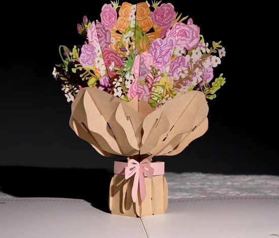 Grote 3D wenskaart met een bosje Bloemen- Inclusief envelop-perfect voor diverse gelegenheden-moederdag
