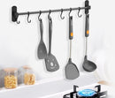 Ruimtebesparende Keukengerei Wandbeugel-keukengereihouder met 8haakjes-Aluminium Keukenrail -49.5CM-zwart