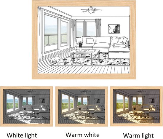 3D LED Nachtlamp – Houten Sfeerverlichting met USB-voeding en 3 Lichtkleuren