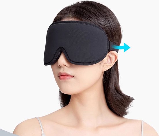 3D Verduisterend Slaapmasker - Comfortabel Oogmasker voor Mannen en Vrouwen - Diepe en Ongestoorde Nachtrust - 22.5x10x1.5cm - Zwart