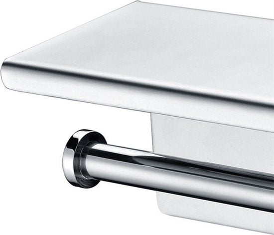 TDR-Dubbele toiletrol houder - met geïntegreerd Roestvrijstalen plankje / planchet 260 * 100 * 100 mm-zilver