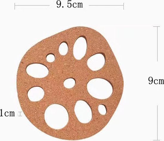 6stuks Warmtebestendige Natuurlijke Kurk - in de vorm van een lotuswortel-onderzetters voor glazen