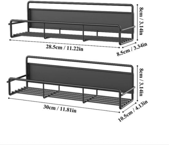 Magnetisch plankje met haak set van 2 zwart koelkast