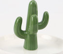 Set van 2 Keramische Cactus Ringhouders Groen/Wit