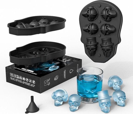 TDR - Siliconen ijsblokjesvorm - ijsbal Maker Met Deksel - ijsklontjes maken - 6 vormen - Thema: Schedel