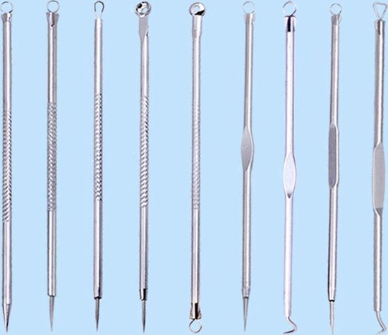 Roestvrijstalen comedonenverwijderingsset - 9 stuks