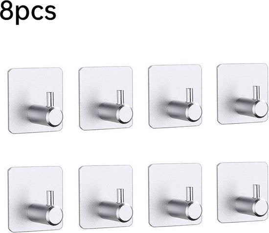 Unikorf 8 stuks RVS Zelfklevende Haken 4,5x3cm Zilver