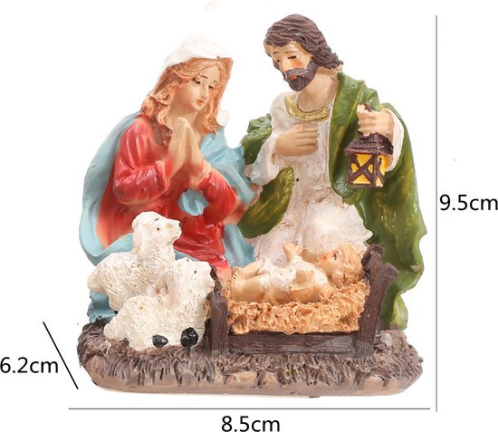 2-Delige Kerststal Set - Maria, Jozef en Kindje Jezus - Compacte en Gedetailleerde Kerstdecoratie