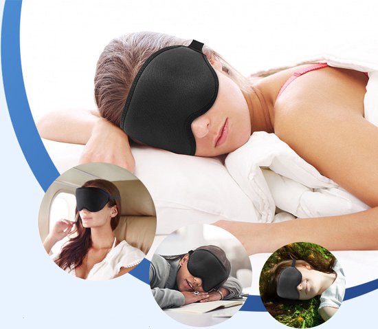 3D Verduisterend Slaapmasker - Comfortabel Oogmasker voor Mannen en Vrouwen - Diepe en Ongestoorde Nachtrust - 22.5x10x1.5cm - Zwart