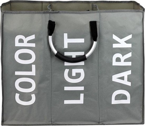 Stoffen waszak 3 vakken 94L - Donker Grijs met handvat