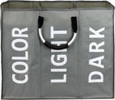 Stoffen waszak 3 vakken 94L - Donker Grijs met handvat