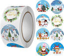 3000 Kerststickers op 6 Rollen – Ronde Zelfklevende Stickers voor Cadeaus, Verpakkingen en Kerstdecoratie