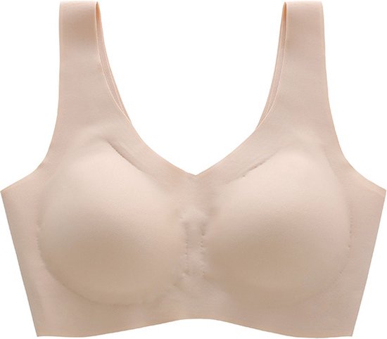 softstretch BH zonder beugel-Voorgevormd-Padded top-Beige- L (geschikt voor 65-80 kilo)