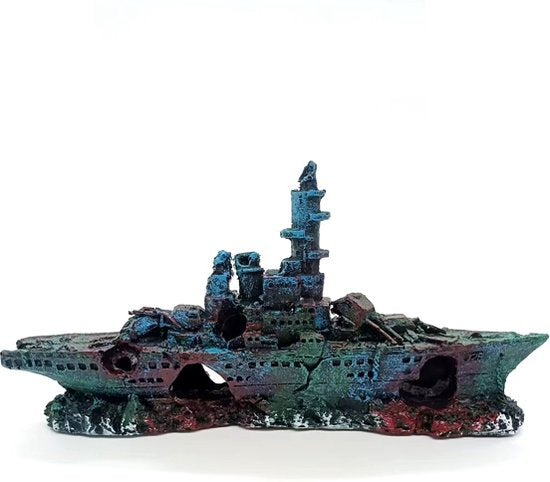 Aquarium decoratie Slagschip 2 Realistische hars ornamenten