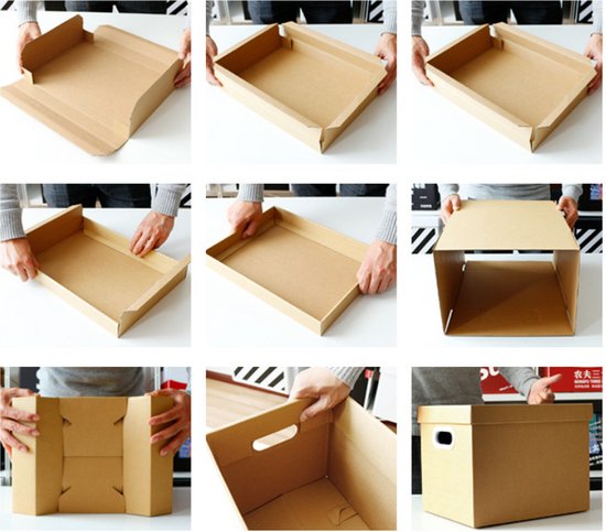 Merkloos Kartonnen Doos met Deksel, Handgreep 32x32x32cm