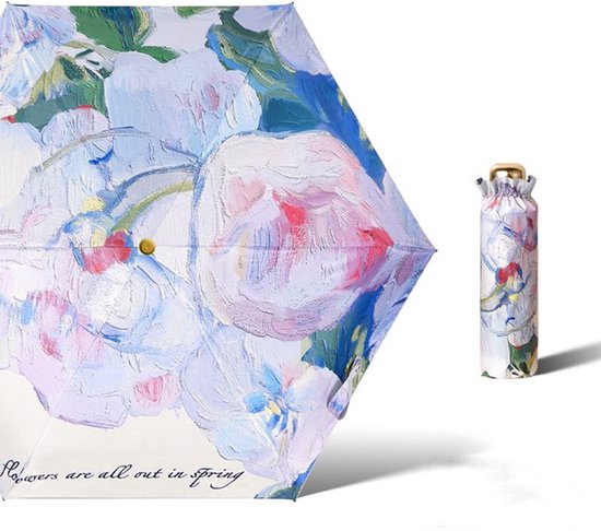 Opvouwbare Paraplu Witte Rozen, UPF50+ Anti-UV, Ø102cm