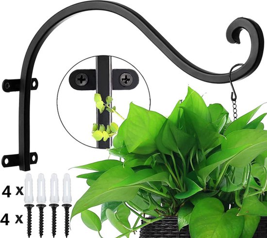 Wandbloempothaak Plantenstandaard 33x16x5cm zwart