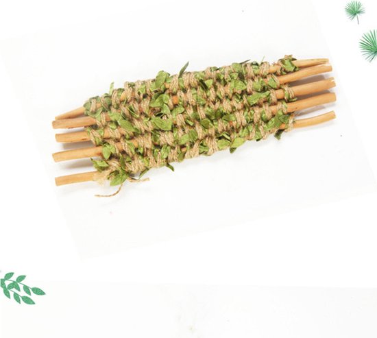 4 Rollen Olijfgroen Jute Touw met Bladeren Patroon - 10m