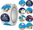 3000 Kerststickers op 6 Rollen – Ronde Zelfklevende Stickers voor Cadeaus, Verpakkingen en Kerstdecoratie