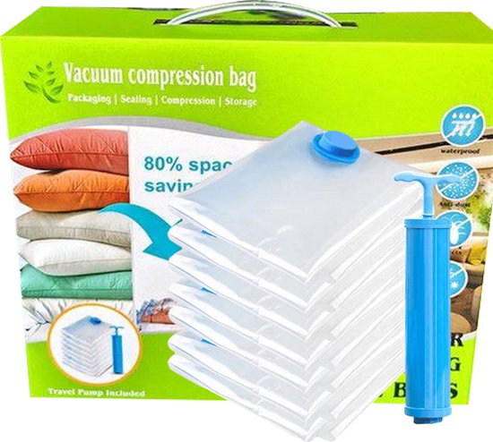 12-Delige Vacuüm Opbergtassenset met Handpomp - Ideaal voor Textiel, Kussens en Seizoenskleding
