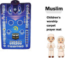 Multifunctionele Interactieve Educatieve Gebedsmat - Islamitische Educatief- Leer en Verfijn Salah Stap voor Stap met Aanraaktechnologie-blauw 111*71CM