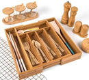 Ruimtebesparende Bamboe Bestekbak - Uitschuifbaar van 5 naar