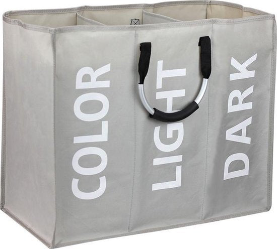 TDR Stoffen waszak 3 vakken 94L - Grijs met handvat